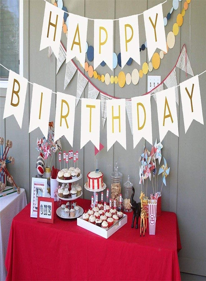 فافيلا مجموعة زينة خلفية عيد ميلاد سعيد من فافيلا - 13 قطعة من أعلام لافتات عيد ميلاد قابلة لإعادة الاستخدام مصنوعة من ورق مقوى للأولاد والبنات (أبيض) - Image 3